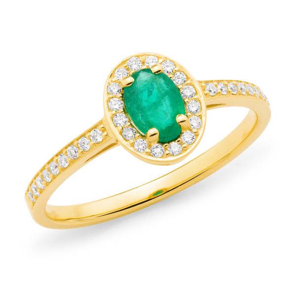 Emerald & diamond halo ring - Andrew Mazzone