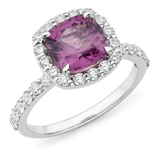 Cushion cut gem with diamond halo ring - Andrew Mazzone