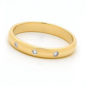 Andrew Mazzone 9ct yellow gold 3 stone wedding ring