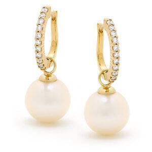 Freshwater pearl and diamond earrings