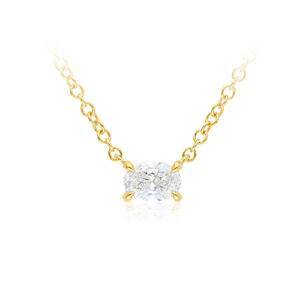 oval lab grown diamond pendant with chain