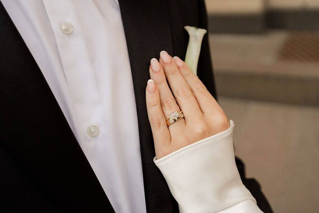 Emerald cut diamond engagement ring Andrew Mazzone Design Jewellers